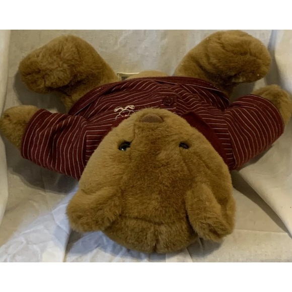 Build A Bear Workshop Brown Bear Plush Maroon Striped Golf Shirt Stuffed Animal - Picture 8 of 12